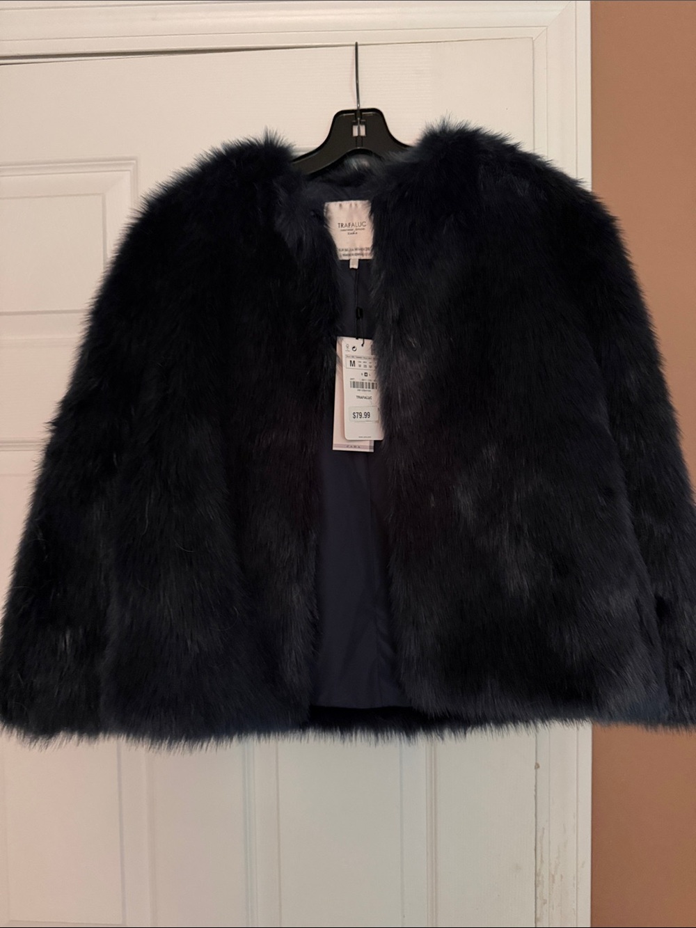 Trafalgar Navy Faux Fur Short Jacket